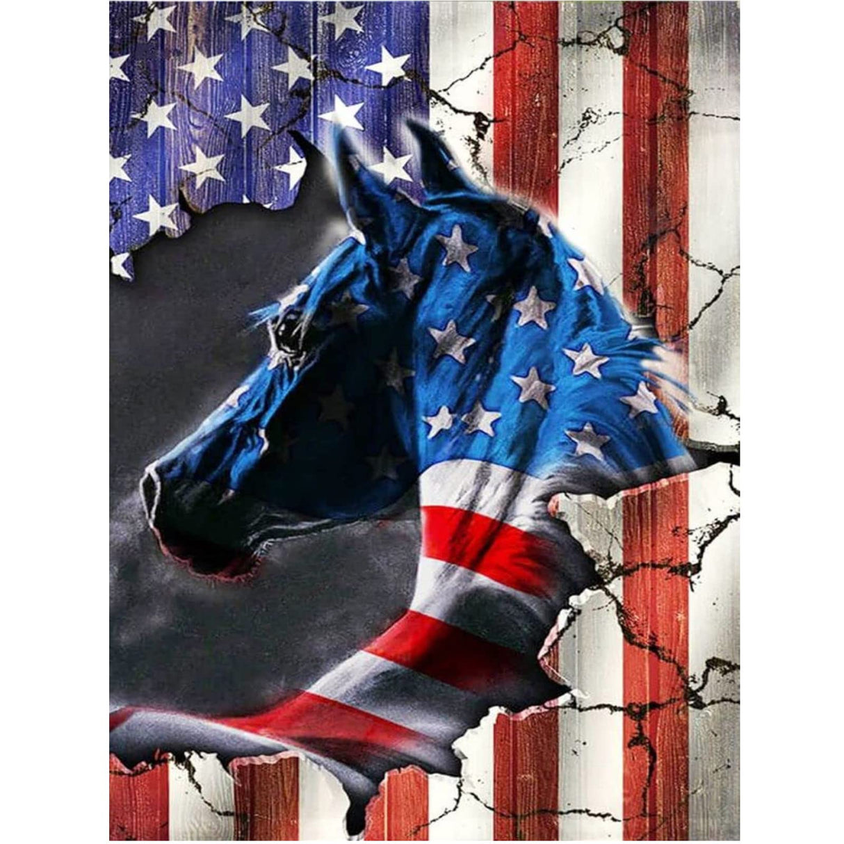 VISIAIP 5D Painting by Numbers Kits for Adults National Flag Horse DIY Round Diamond Art Kits Patriotic Animals Picture Art for Home Wall Decor,11.8x15.7 inch VISIAIP