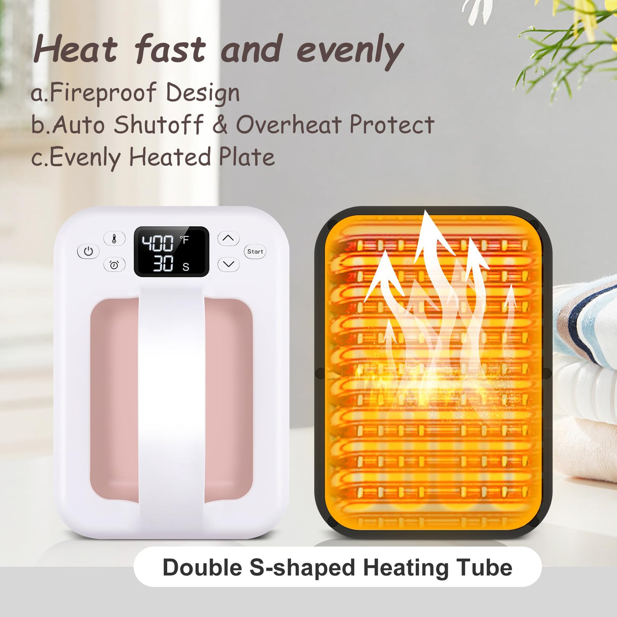 Heat Press Small Heat Press Machine for Heating Transfer, 7 × 5 inch Portable Easy Press Mini Heat Press for DIY Christmas Gift,T Shirts, Hats, Bags.etc(Pink) Legooin