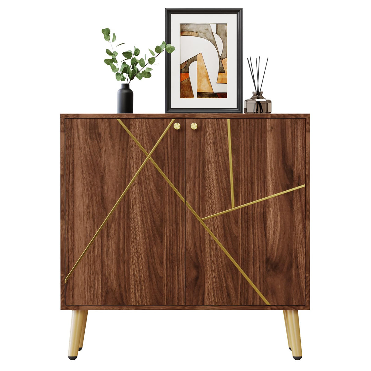 Vrullu Storage Cabinet, Free Standing Buffet Cabinet, Morden Sideboard and Buffet Storage, Wood Accent Cabinet for Living Room, Hallway, Entryway (1, Brown) Vrullu