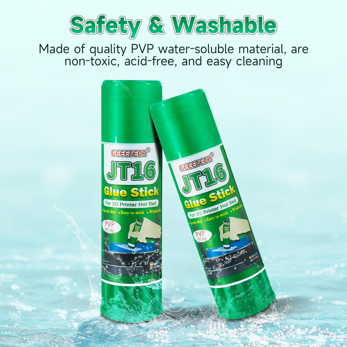 3D Printer Glue Sticks, 36 Grams Each PVP Solid Glue Sticks for Hot Bed Plate, Washable, Non-Toxic, Reduce Warping for PLA, ABS, PETG, HIPS, TPU Filament on PEI, Glass, Aluminum, Buildtak Board, 6Pcs GIANTARM