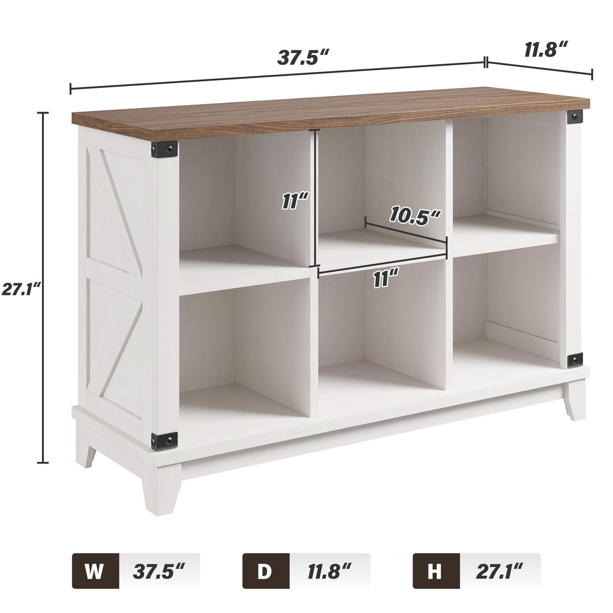 EnHomee 6 Cube Storage Organizer and Shelf, White Bookshelf with Storage, Cube Storage Shelf for Bedroom and Home Office EnHomee