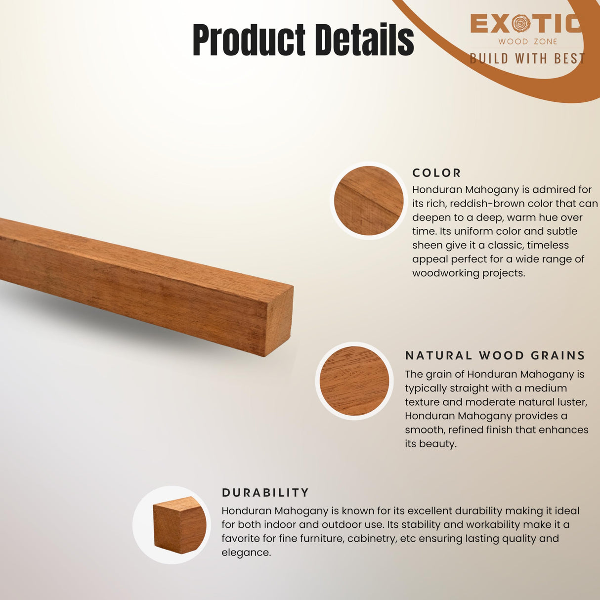 Exotic Wood Zone Honduran Mahogany Turning Wood Blanks (4 pcs) - Kiln-Dried Exotic Wood and Raw Lumber for Sustainable Woodworking, Woodcraft, and Lathe Projects (2" x 2" x 12") Exotic Wood Zone