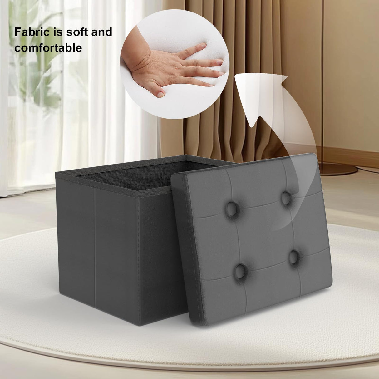 eMOUSE Ottoman Storage Ottoman Foot Rest Ottoman with Storage Ottomans Foot Stools Small Ottoman Black L17W13H13INCH eMOUSE
