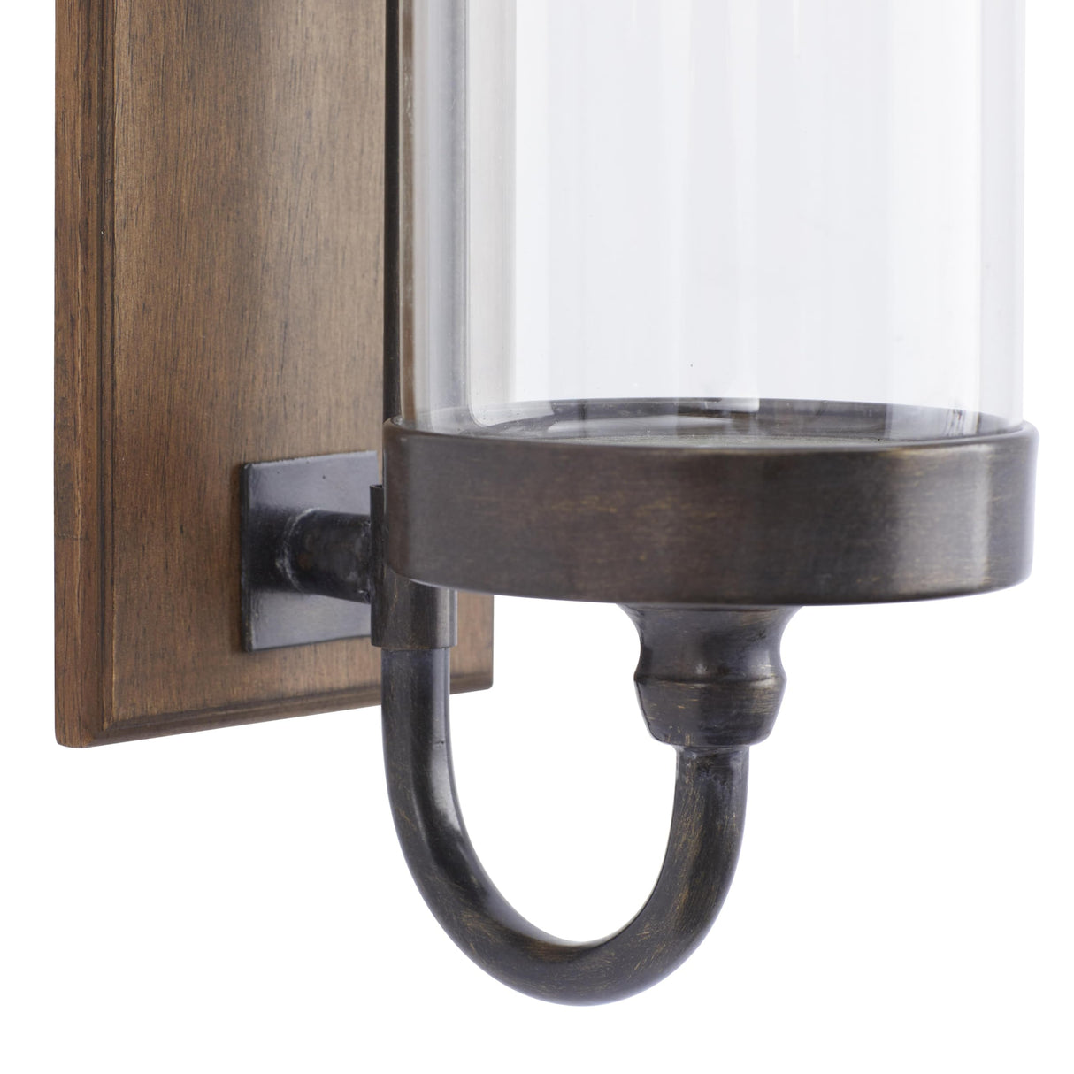 Deco 79 Wood Wall Sconce with Glass Holder, 5" x 8" x 16", Brown Deco 79