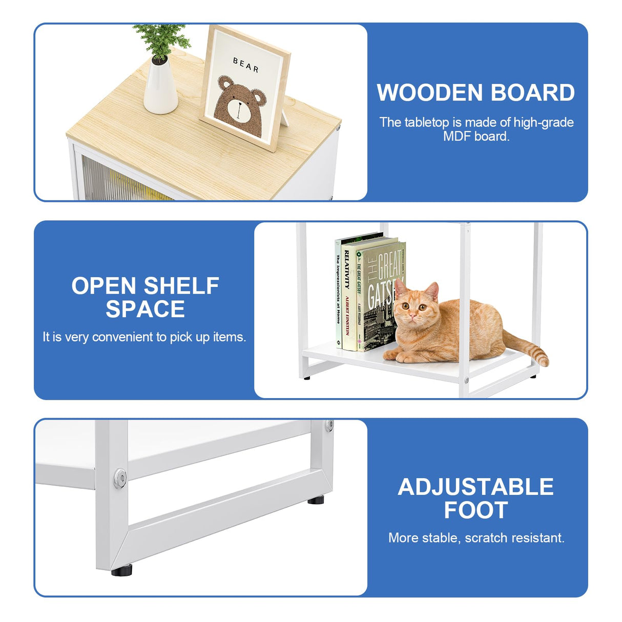 SYKIARIOL White Nightstand, End Table with Cute Storage for Bedroom Furniture,Bed Side Table for Kids Nightstand,Bedside Table for Girls Bedroom Furniture,Living Room,Dorm,White SYKIARIOL