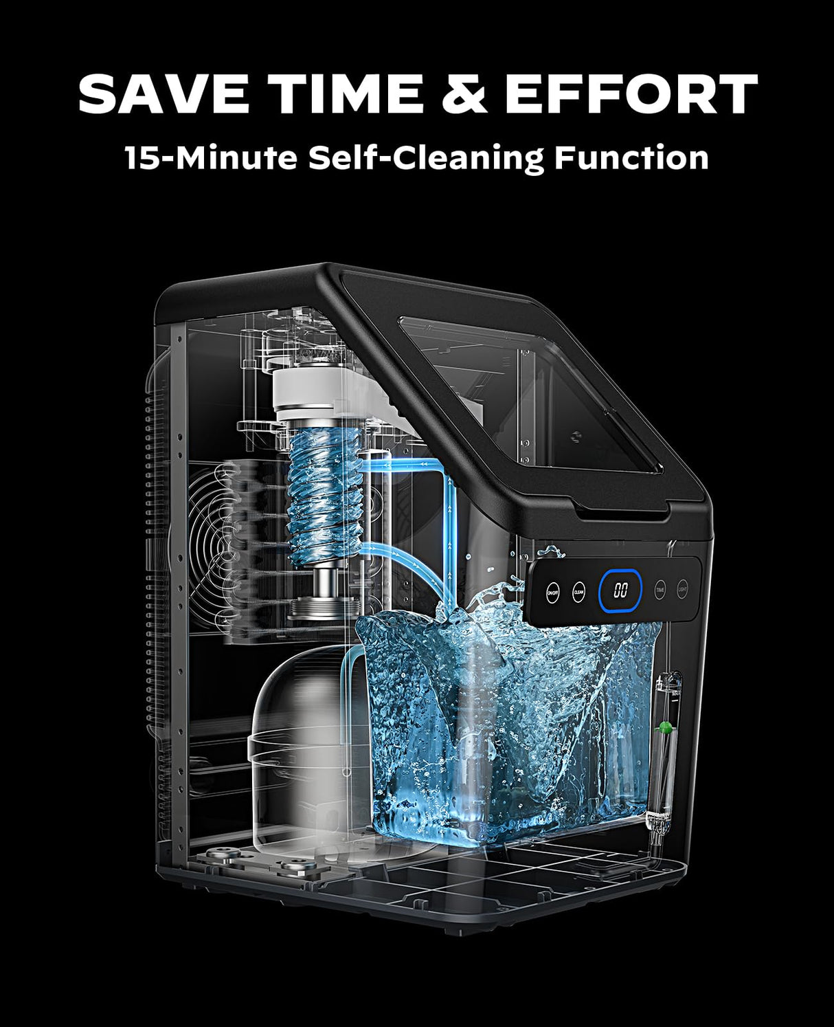 Totnz Nugget Ice Maker Countertop, 44lbs per Day with Self-Cleaning Function,Timer Pebble Ice Maker with Soft Chewable Ice for Home Kitchen Office Bar Party,Stainless Steel Totnz