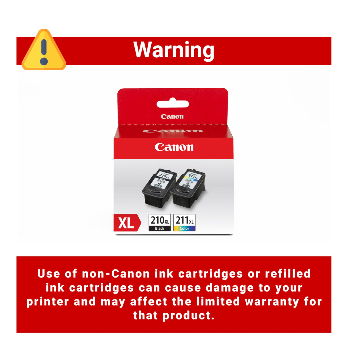 Canon PG-210 XL / CL-211 XL Genuine Ink Value Pack (2 Cartridges), Compatible with MX320/330/340/350/410/420, MP240/250/270/280/480/490/495, iP2702 Canon