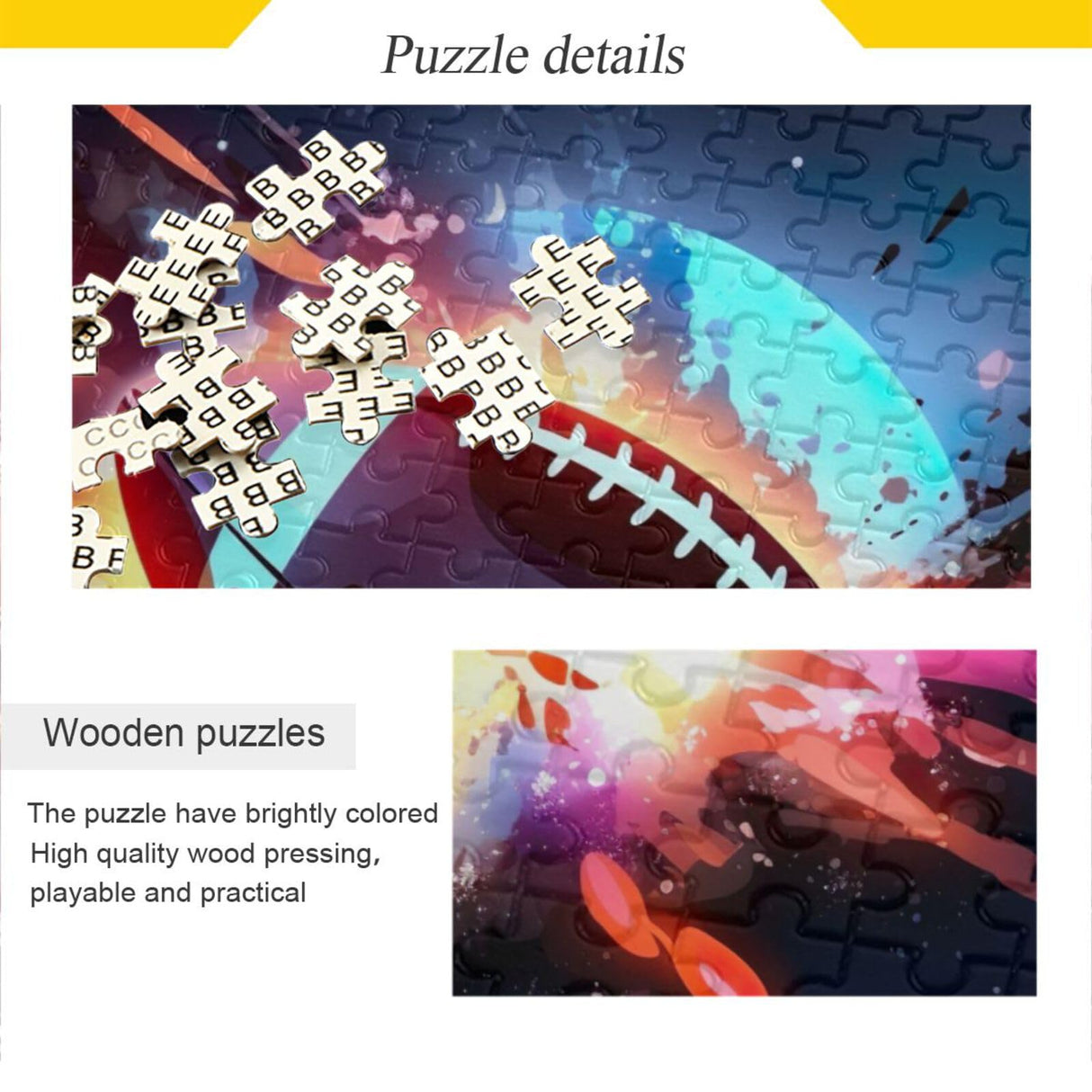 DOMIKING Glowing American Football Black Jigsaw Puzzles for Adult 500 Pieces Impossible Puzzles for Boy Girl Home Decor DOMIKING