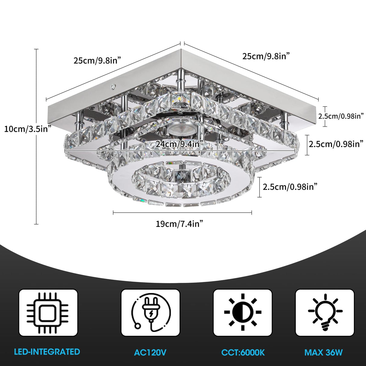 Crystal Ceiling Light Fixture LED Crystal Chandelier Kitchen Lights Ceiling Crystal Flush Mount Ceiling Light Small Bedroom Chandelier Modern Chandelier for Hallway Bathroom Entryway Chandelier Light DSLITING