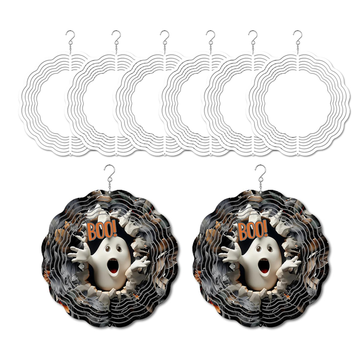 6 Pack 10 inch Sublimation Wind Spinner Blanks, 2 Sided Printable Sublimation Stainless Steel Metal Wind Powered Kinetic Sculpture for Yard and Garden, Heat Press Transfer Sublimation Blank Products Wefanify