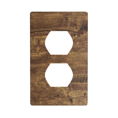 Rustic Wood Print Outlet Covers Wall Plate Single Duplex Receptacle Cover Electrical Outlet Plate Brown Farmhouse Decorative Switch Plate,4.50 x 2.76 Inch