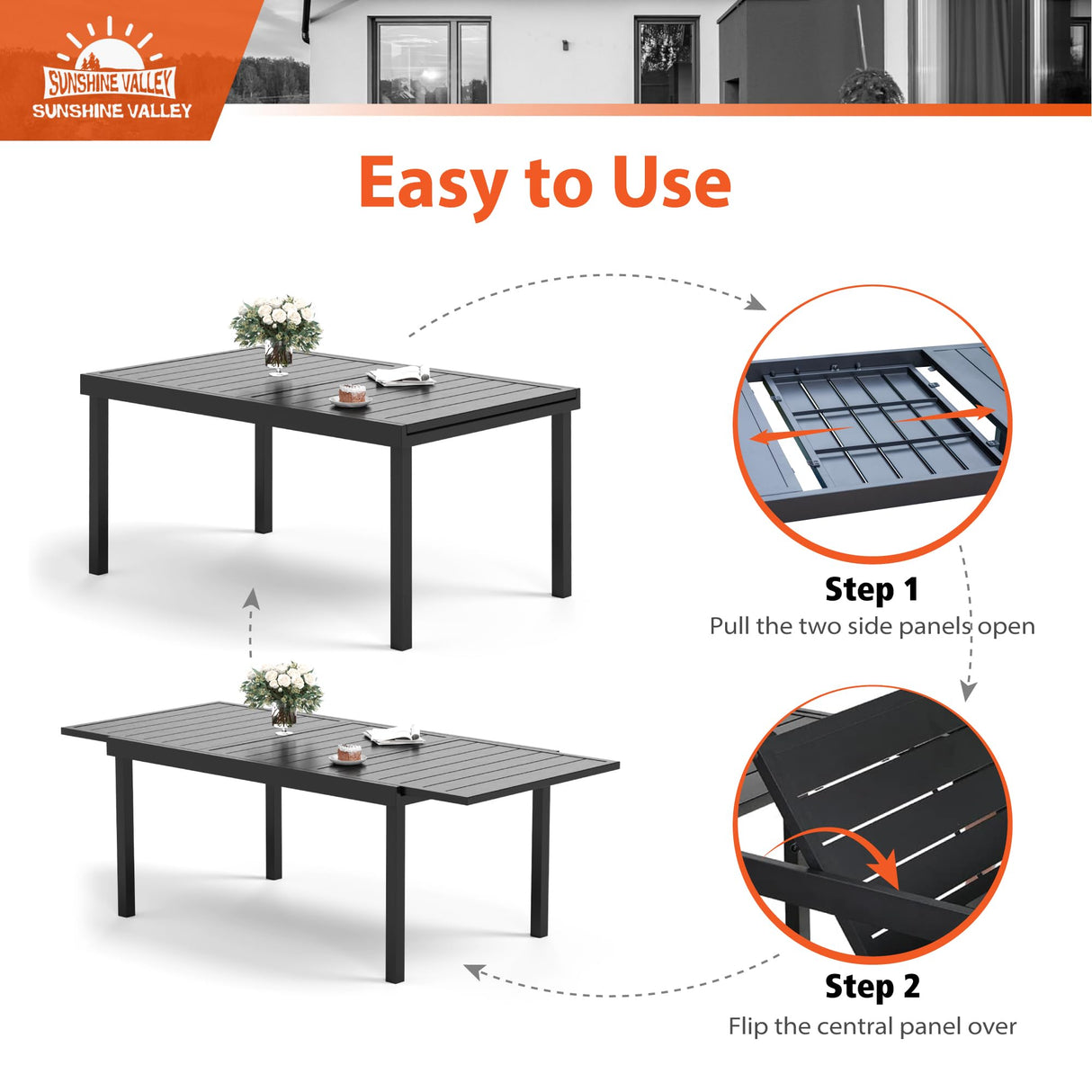 SUNSHINE VALLEY 9 Piece Wicker Patio Dining Sets, Outdoor Dining Sets for 8, 1 Expandable Metal Dining Table & 8 Patio Dining Chairs with Cushion All Weather Outdoor Table and Chair Sets for Backyard SUNSHINE VALLEY