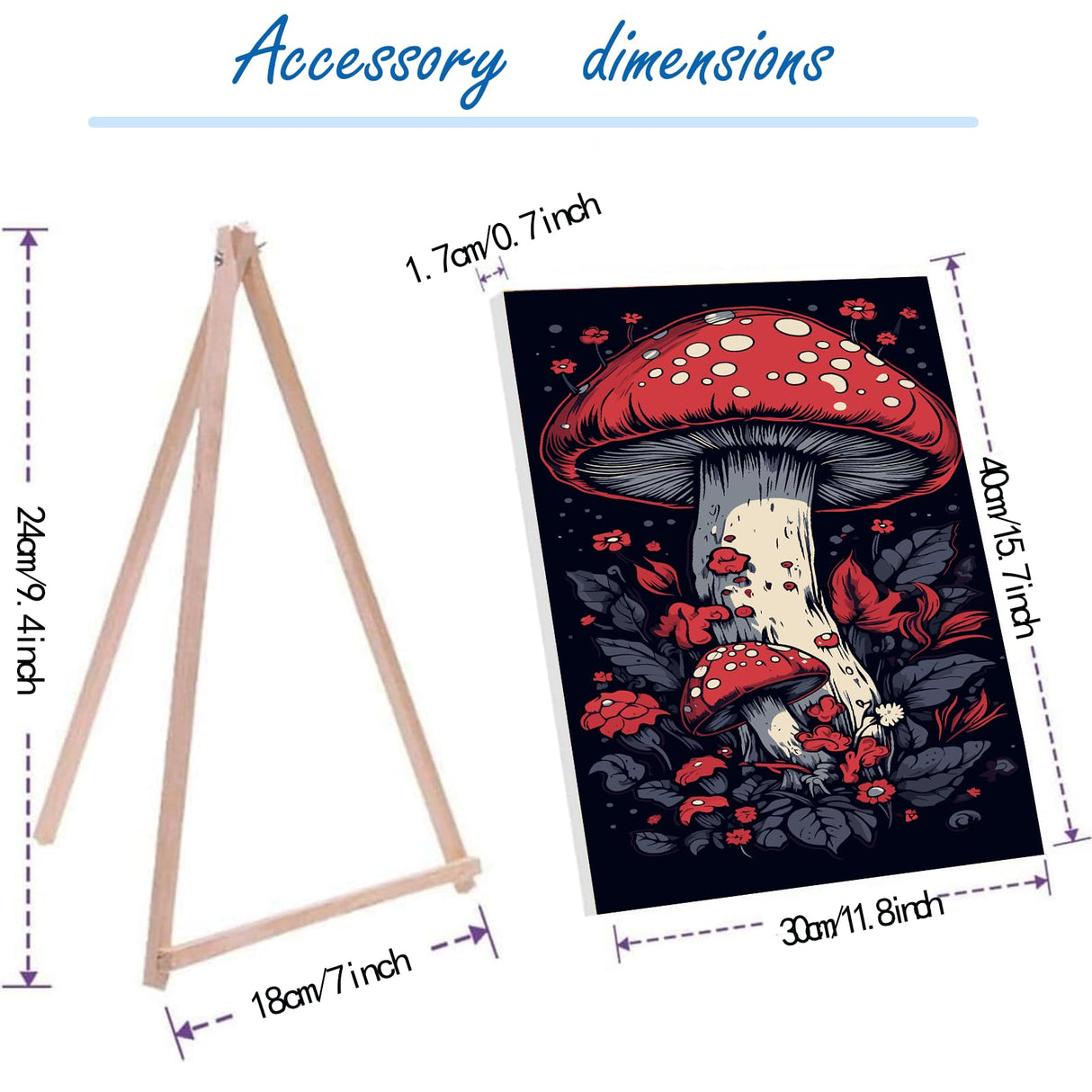 hyzsj Paint by Numbers Kit for Adults with Frame, Mushroom Paint by Numbers for Adults, Paint by Number with Easel, DIY Paint by Number Kits for Home Wall Decor(11.8x15.7inch hyzsj