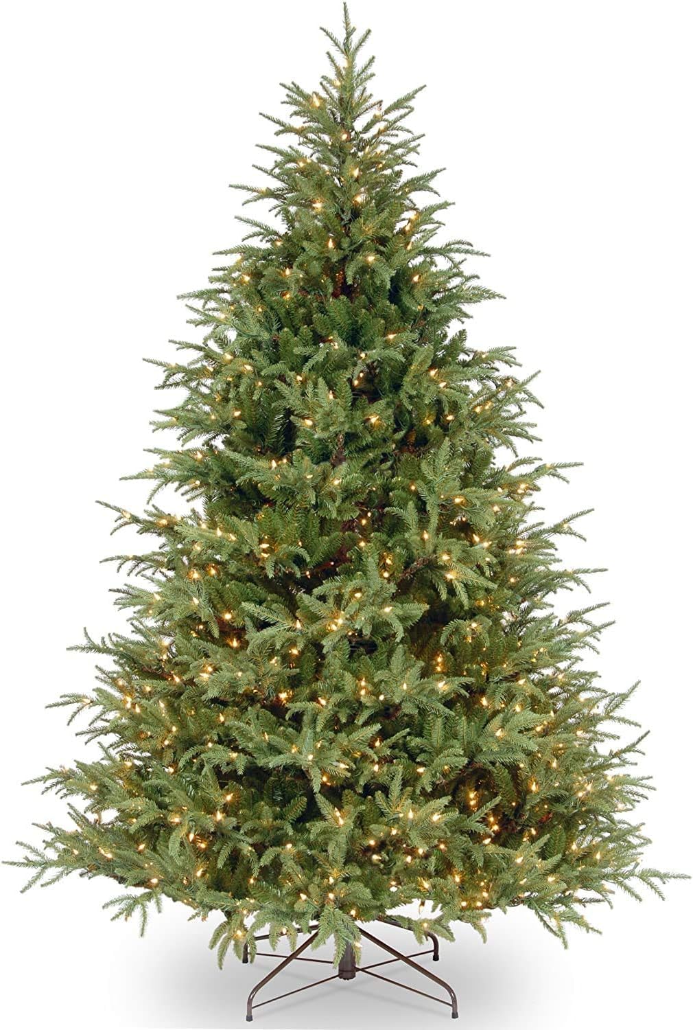 National Tree Company Pre-Lit 'Feel Real' Artificial Full Christmas Tree, Green, Frasier Grande, White Lights, Includes Stand, 7.5 Feet National Tree Company