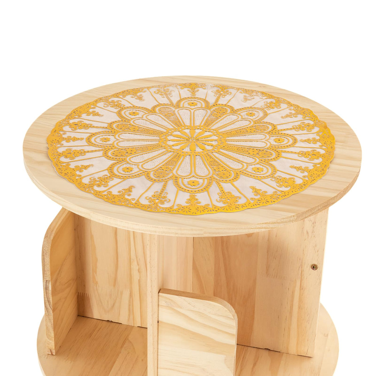 ZAWAYINE 4-Tier 360° Rotating Wooden Bookshelf with Stackable Shelves for Living Room and Office Storage ZAWAYINE