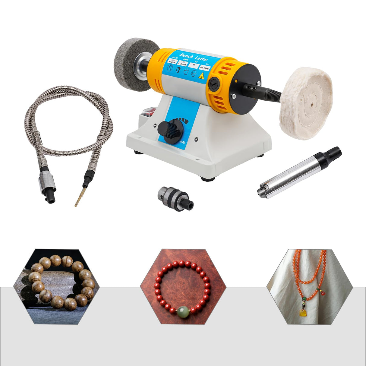 Mini Buffer Jewelry Polisher, 110V Bench Buffer Polishing Machine with Accessories, Multi-Function Benchtop Polisher Grinder, for Jewelry, Wood, Amber, Metal, Jade GXFCHYL