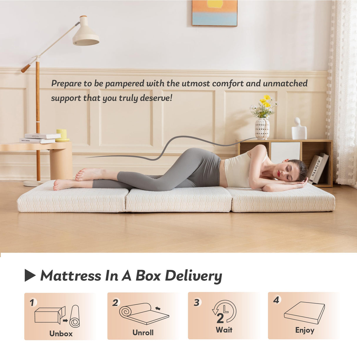 MLILY Folding Mattress, 3 inch Single Tri-fold Memory Foam Mattress, Foldable Mattress with Storage Bag and Washable Cover, Travel and Guest Mat, 75"×25", White MLILY