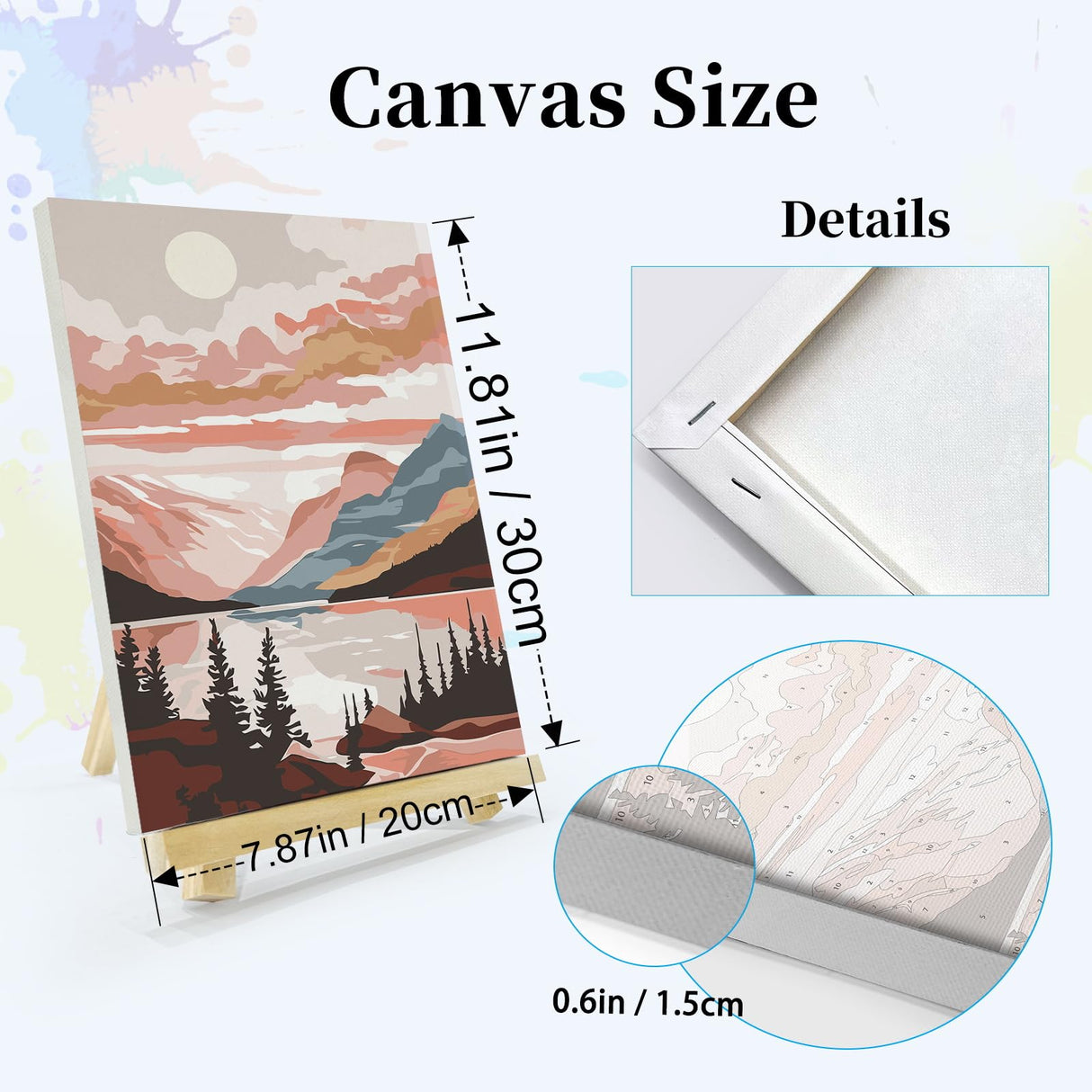 JOOZ 4 Pack Framed Paint by Numbers Kit for Adults, Mountain Sunset Paint by Number with Easel, Forest Lake Adult Paint by Number Kits on Canvas, Landscape Oil Painting Kit for Home Decor 8x12 Inch JOOZ