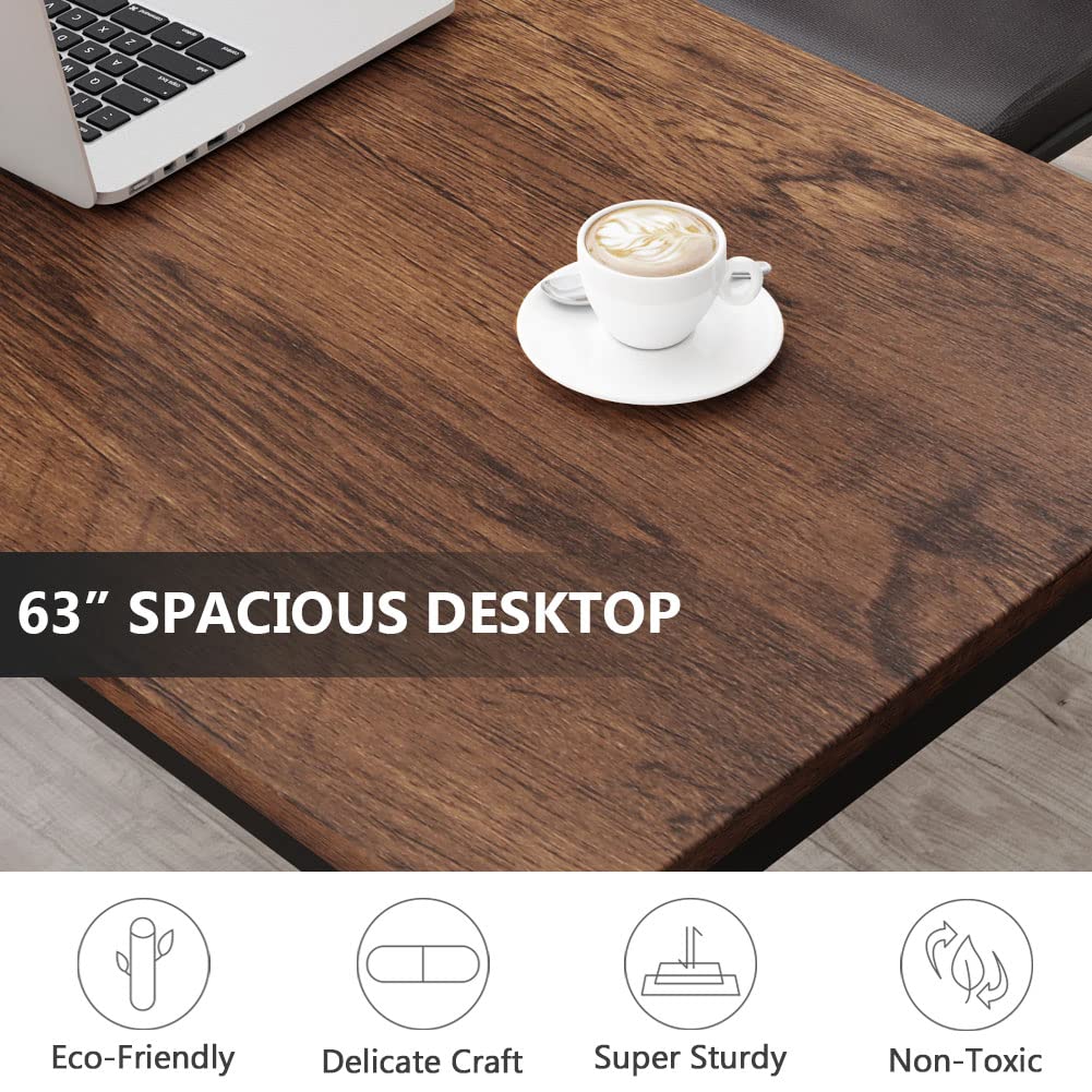 Tribesigns Modern Simple Computer Desk, 47 inch Vintage Office Desk Computer Table, Study Writing Study Desk Workstation for Home Office, Rustic Brown Tribesigns