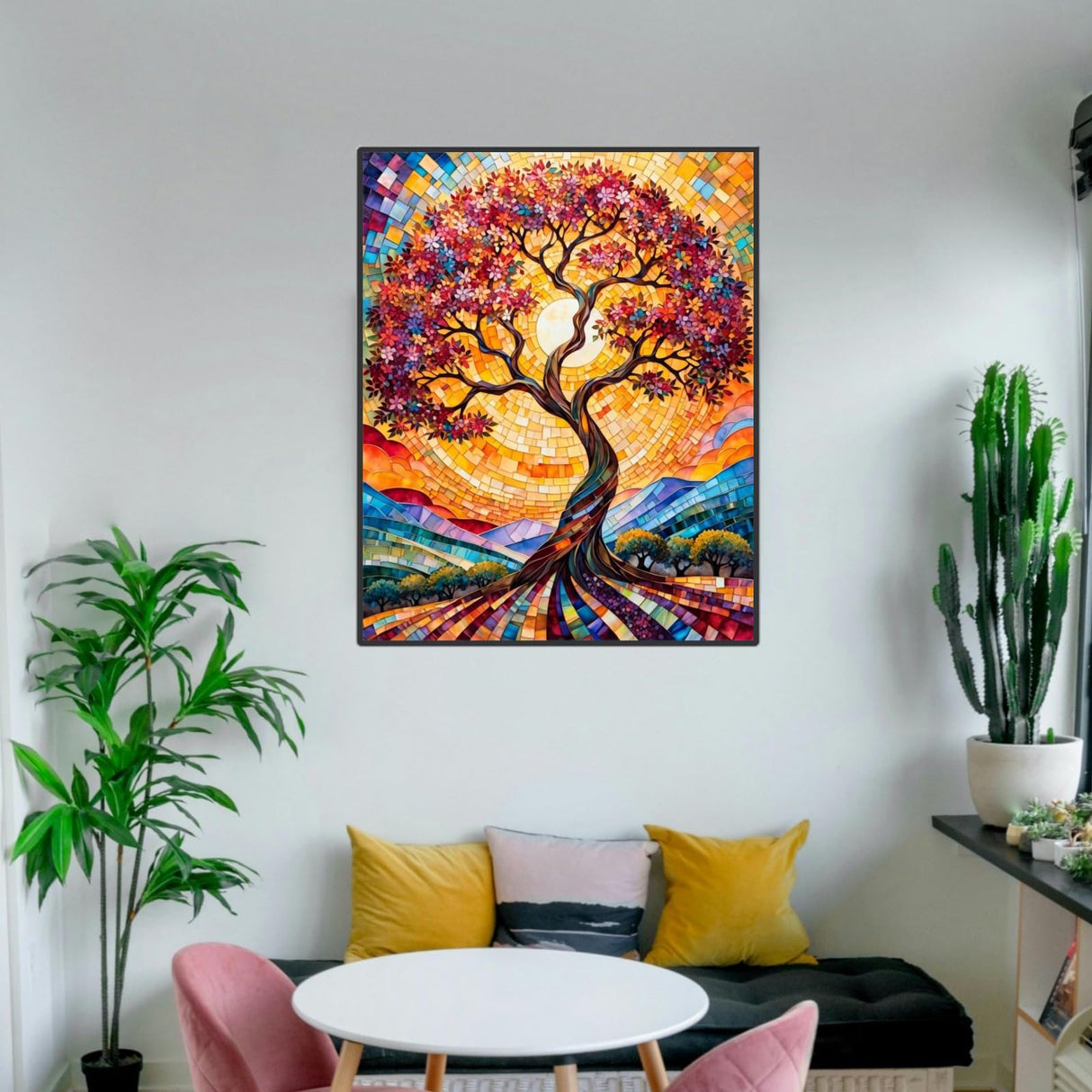 ldazao Tree of Life Abstract Paint by Numbers Kit for Adults Stained Glass Paint-by-Number Kits On Canvas Without Frame DIY Adult Trees Oil Painting for Gift Home Wall Decor 16 X 20 Inch ldazao