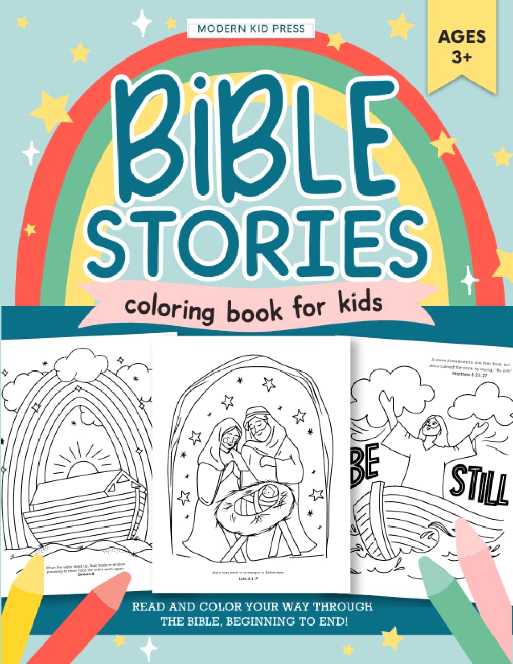 The Bible Stories Christian Coloring Book for Kids: Read and Color Your Way Through the Bible, Beginning to End Modern Kid Press
