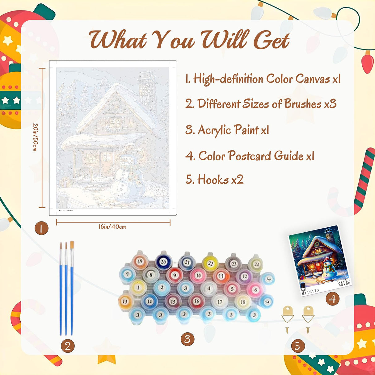 Arttoplus Christmas Snowman Paint by Numbers Kit for Adults Beginner-Christmas Adult Paint by Number Kits on Canvas, DIY Acrylic Oil Painting by Numbers for Adults for Gift Home Wall Decor(16x20inch) Arttoplus