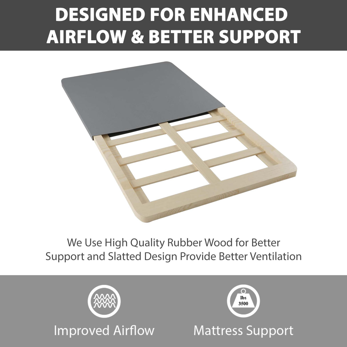 Zayton, 1.5" Split Wood Bunkie Board Queen Size Bed - 2-Piece Under Mattress Support Board, Fully Assembled, Fabric Ventilation Cover - Replaces Wooden Slats or Box Spring for Bed Frames Zayton