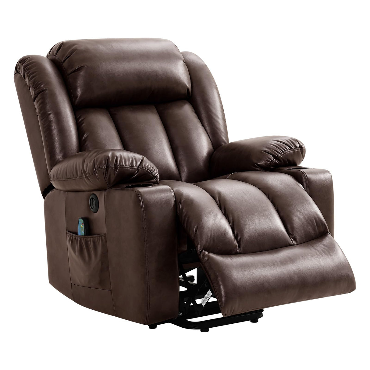 COOSLEEP Power Lift Recliner Chair for Elderly with Massage and Heat, Breathable Leather Recliner Chair for Adults, 2 Cup Holders, USB Ports, Electric Support of Metal,Remote, Xmas Gift(Borwn) COOSLEEP HOME