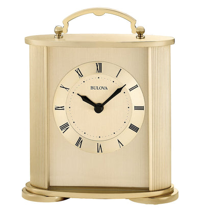 Bulova Clocks B1719 Arthur Brushed Gold 6.5”H x 5.5” W x 2.25” D