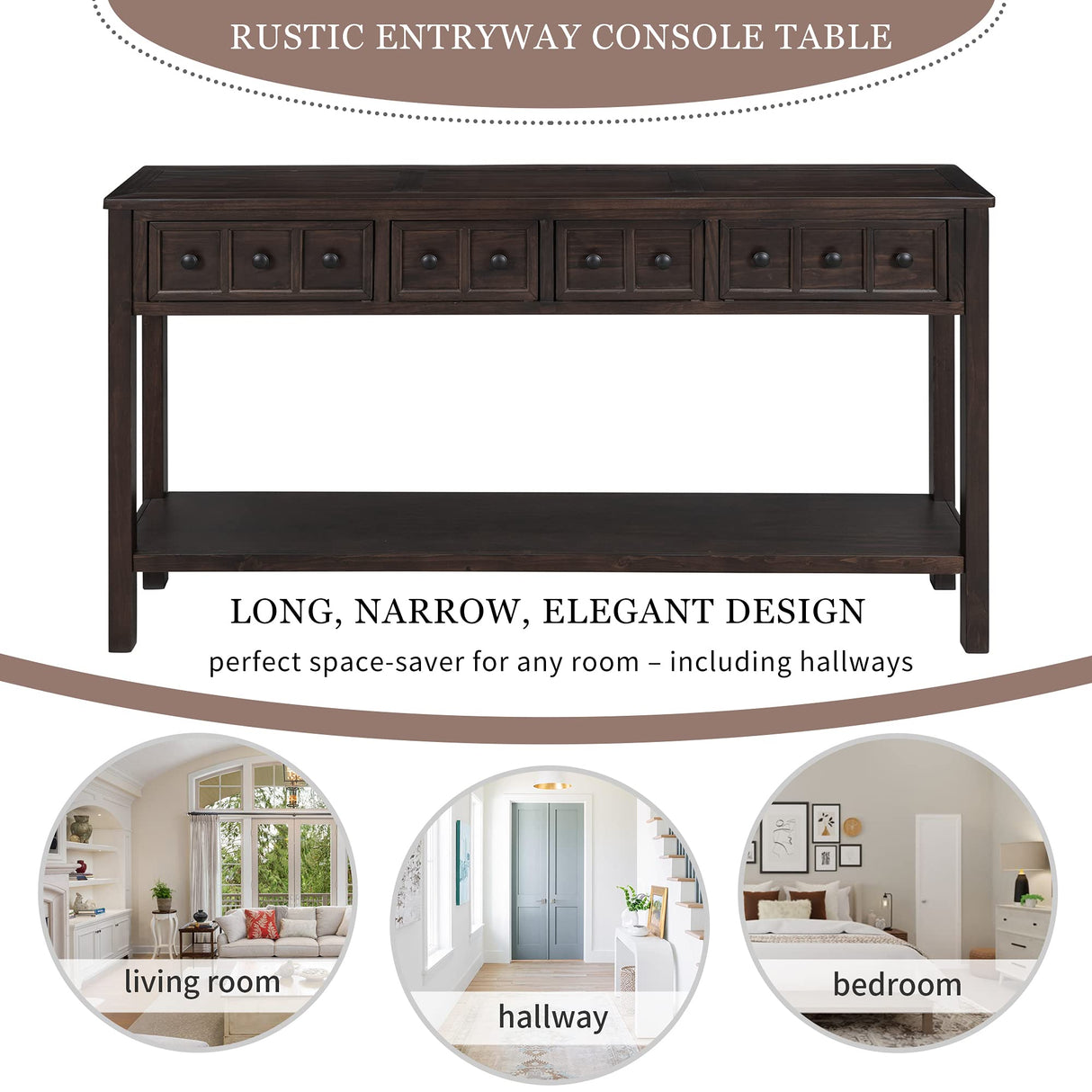 Merax Sofa Table 60 inch Sofa Table Long Console Table with Drawers and Shelf for Entryway Easy Assembly Hallway Table Merax