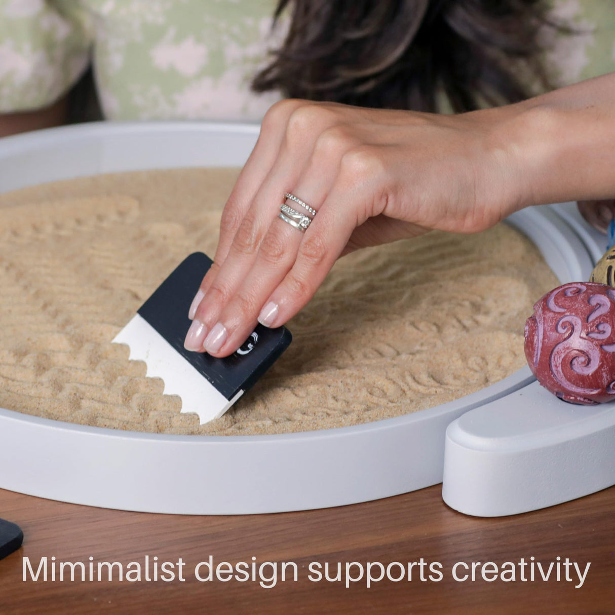 ENSO Japanese Zen Garden Kit for Desk - Inori Premium Sand Garden Gift Set for Meditation Therapy - Mini Zen Décor Office Desktop Accessories - Solid Wood Tray, 4 Hand Crafted Spheres & Custom Holder ENSO SENSORY