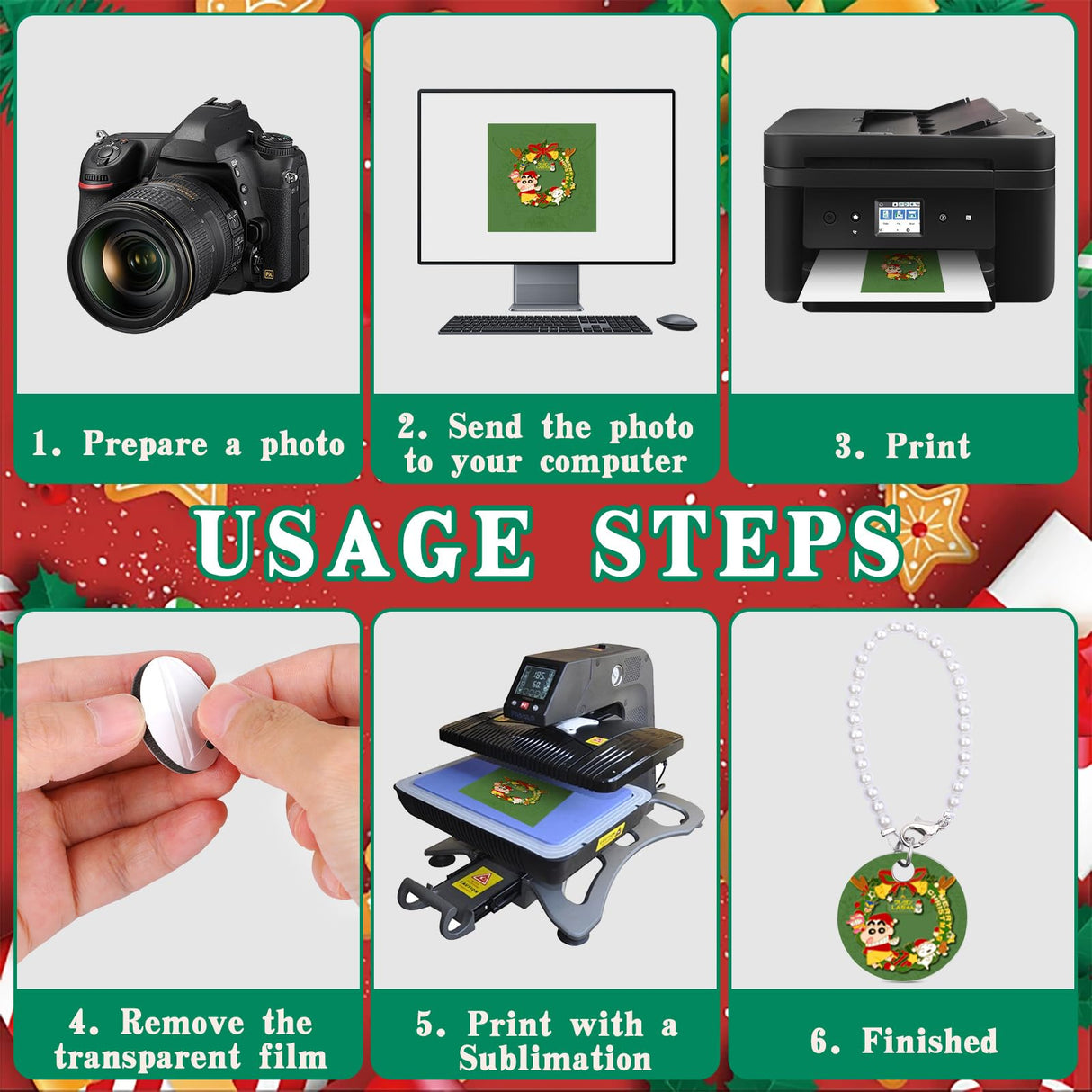 JNENERY Round Sublimation Key Chains Blanks, 60PCS Sublimation Keychain Blanks Bulk, Sublimation Charm Accessories for Cup, MDF Blank Double Sided with Plastic Pearl Chain for DIY and Craft JNENERY