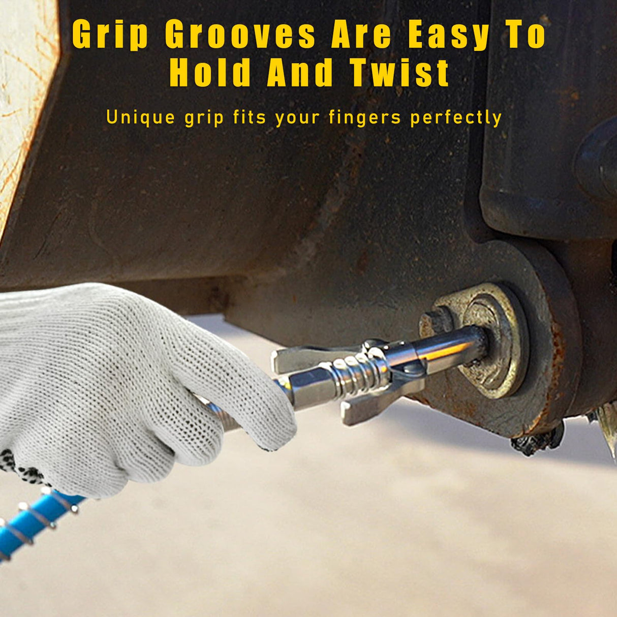 Ziciner Grease Gun Coupler, Double Handles Quick Lock Release Grease Gun Tip with 6 Thickened Jaws, 12000 PSI High Pressure Grease Fittings Compatible with All Grease Guns (1 PC) Ziciner