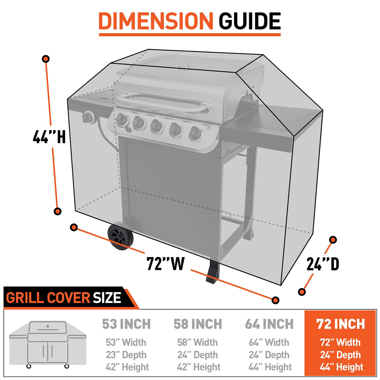 Arcedo 72 Inch Grill Cover, Waterproof Large BBQ Gas Grill Cover Compatible with Weber, Durable and Rip Resistant, Fits for Charbroil Nexgrill Napoleon Arcedo