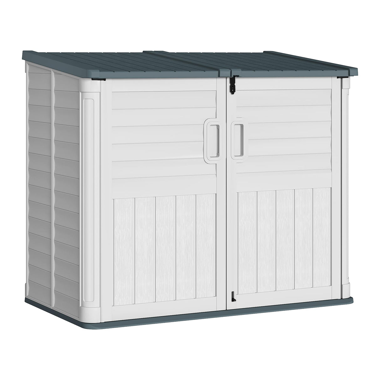 Greesum Outdoor Resin Storage Shed, 34 Cu.ft Horizontal Outdoor Storage Box Waterproof for Garden, Pool Storage, Garbage Cans, Beige Greesum