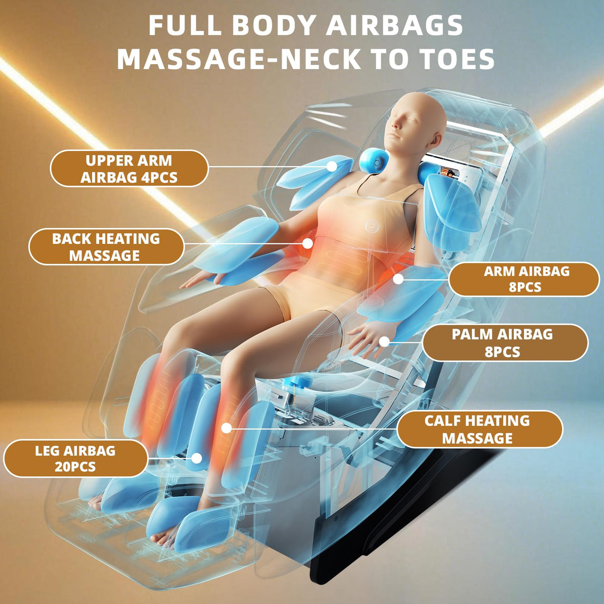 HealthRelife 4D Massage Chair Full Body Zero Gravity Recliner - 55“ SL-Track,15 Auto Modes,11 Massage Technique,40 Airbags Massage,with Yoga Stretch,APP Control,Shiatsu Foot Massage(Coffee) HealthRelife