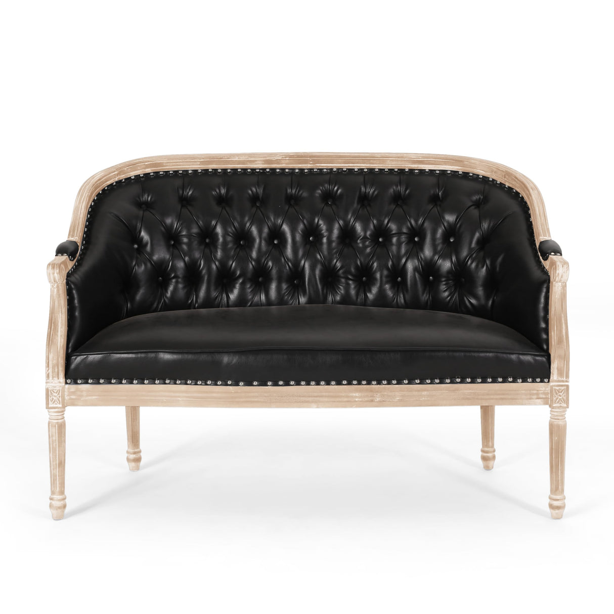 Christopher Knight Home Faye Tufted Upholstered Loveseat - Midnight Black/Gray Christopher Knight Home
