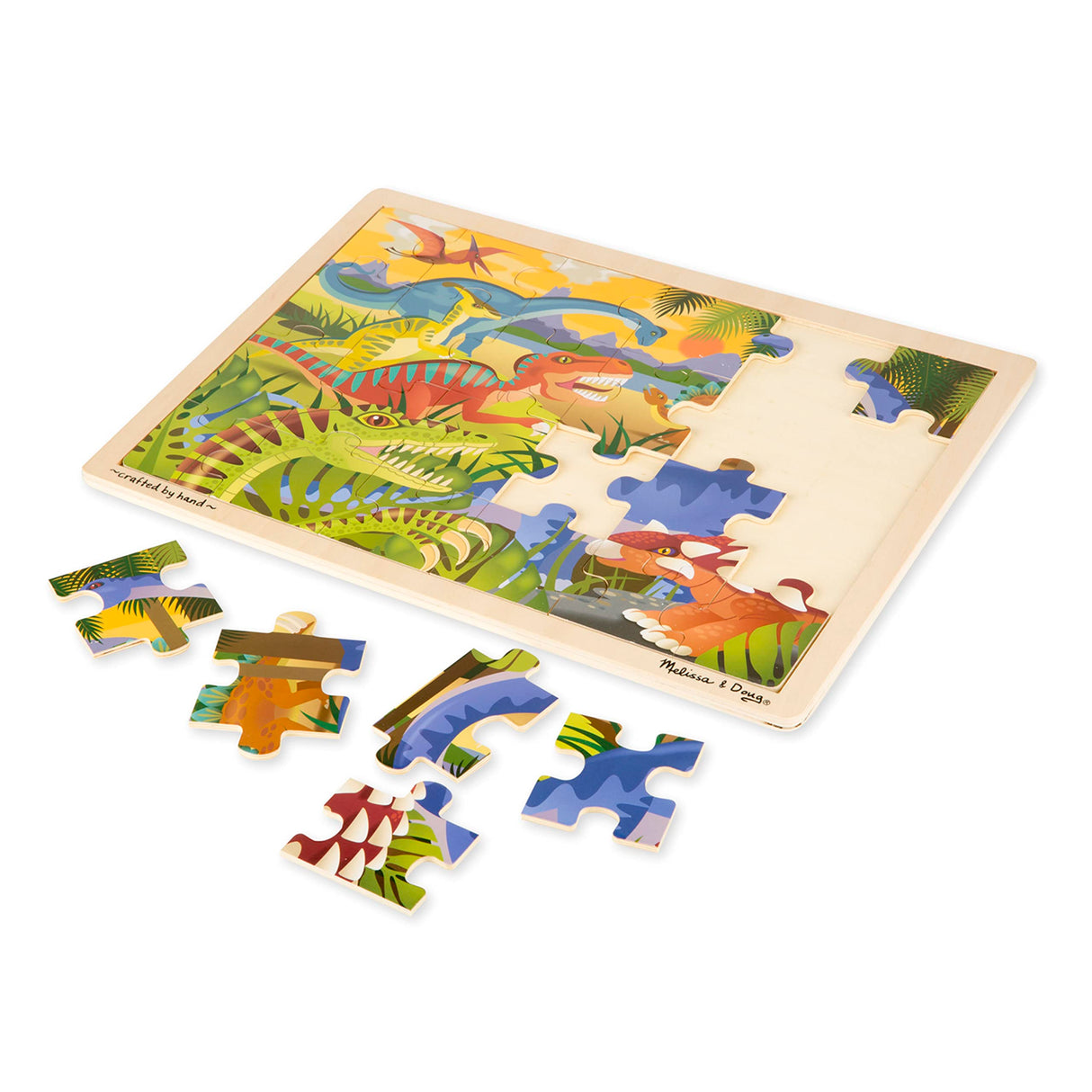 Melissa & Doug Dinosaurs Wooden Jigsaw Puzzle With Storage Tray (24 pcs) Melissa & Doug
