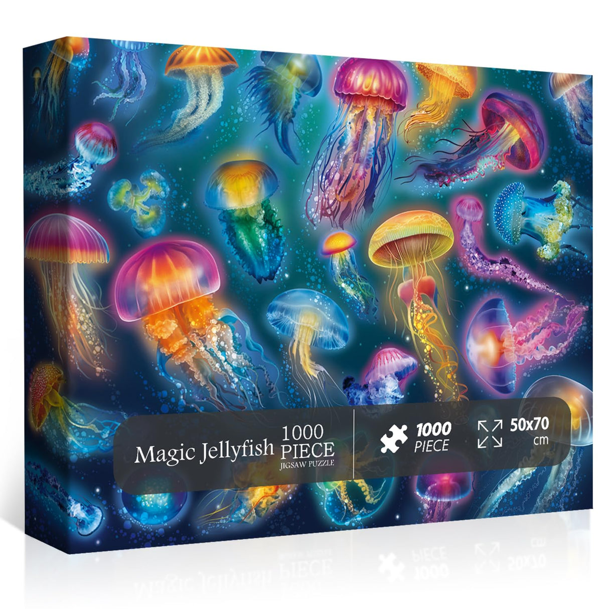 Magical Jellyfish Puzzle 1000 Piece Puzzles for Adults Colorful Jellyfish Jigsaw Puzzles Amazing Medusa Puzzle Rainbow Glowing Challenging Puzzles BBOLDIN