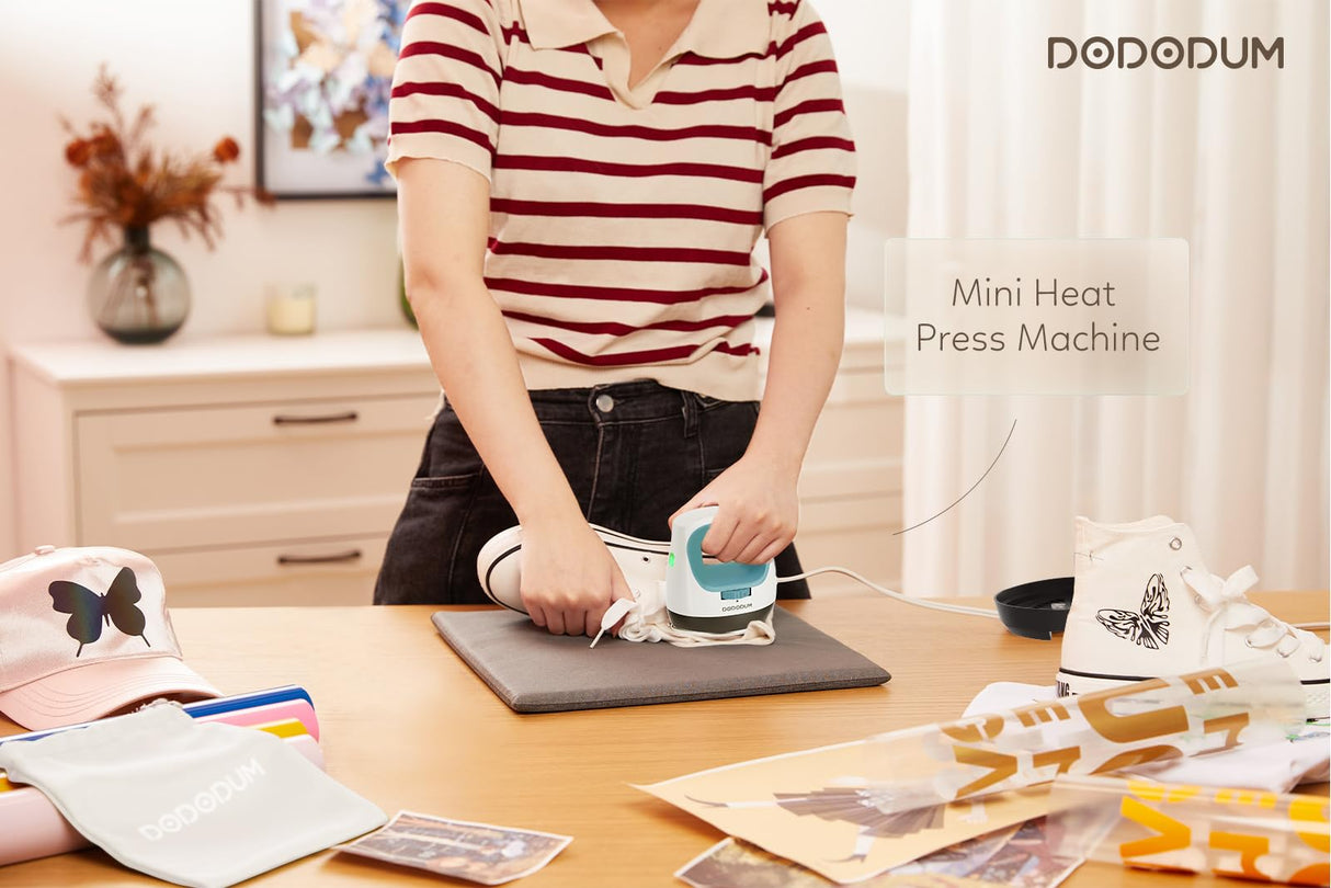 DODODUM Heat Press Small Heat Press Machine for T Shirts Shoes Hats Small HTV Iron-on Vinyl Projects Easy to Use Portable Iron Press for Heating Transfer Blue dododum
