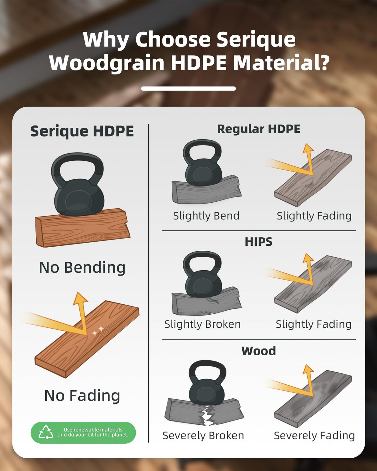 Serique 4-in-1 Multifunctional Folding Adirondack Rocking Chair, Patio Chair with Retractable Ottoman, Outdoor Chair Wood Texture, Lawn Chair for Porch, Backyard, Pool(Black) Serique