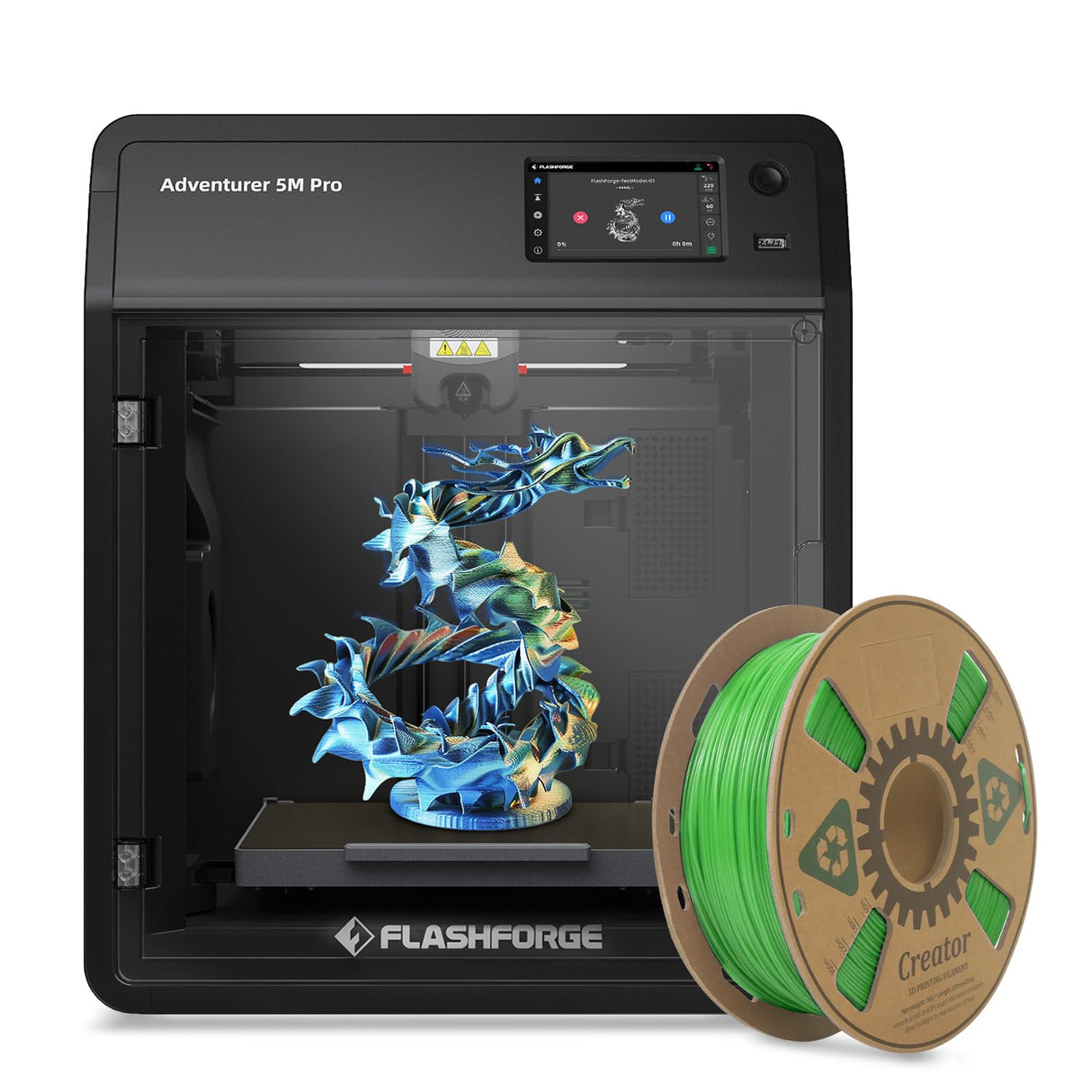 FLASHFORGE Adventurer 5M Pro 3D Printer with Extra 1KG HS PLA Light Green Creator
