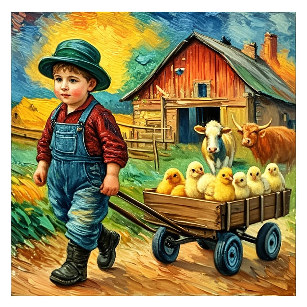 hill froeistung Farm Life Diamond Painting Kits for Adults, Animal Scenery Diamond Art for Beginners, 5D DIY Full Drill Round Gem Art Craft Home Wall Decor Gift 12x12 inch hill froeistung