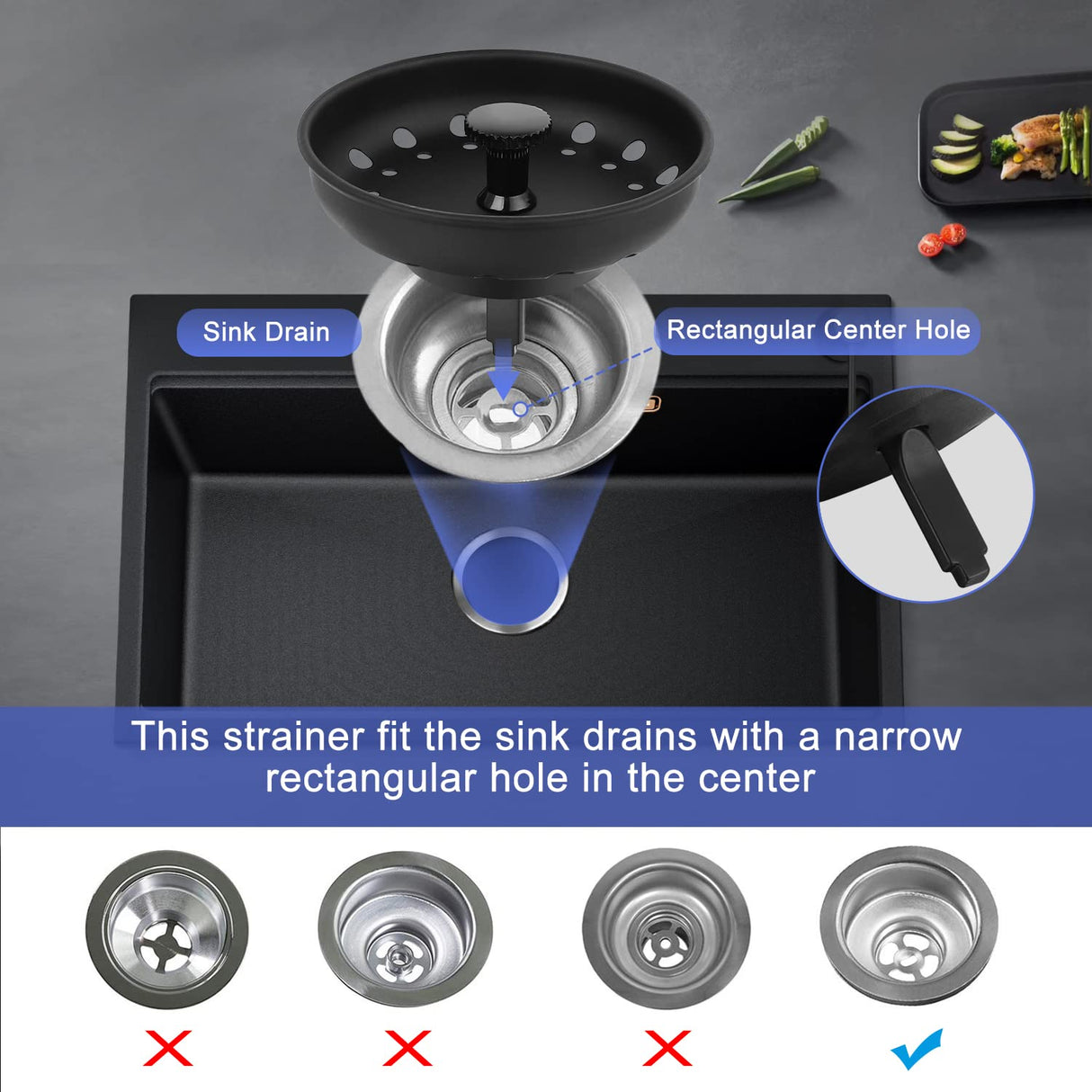 Kitchen Sink Drain Strainer 3 Pack Stainless Steel Sink Stopper, Anti-Clogging Kitchen Sink Drain Basket for Kitchen Sink Strainer Replacement Set Carry360