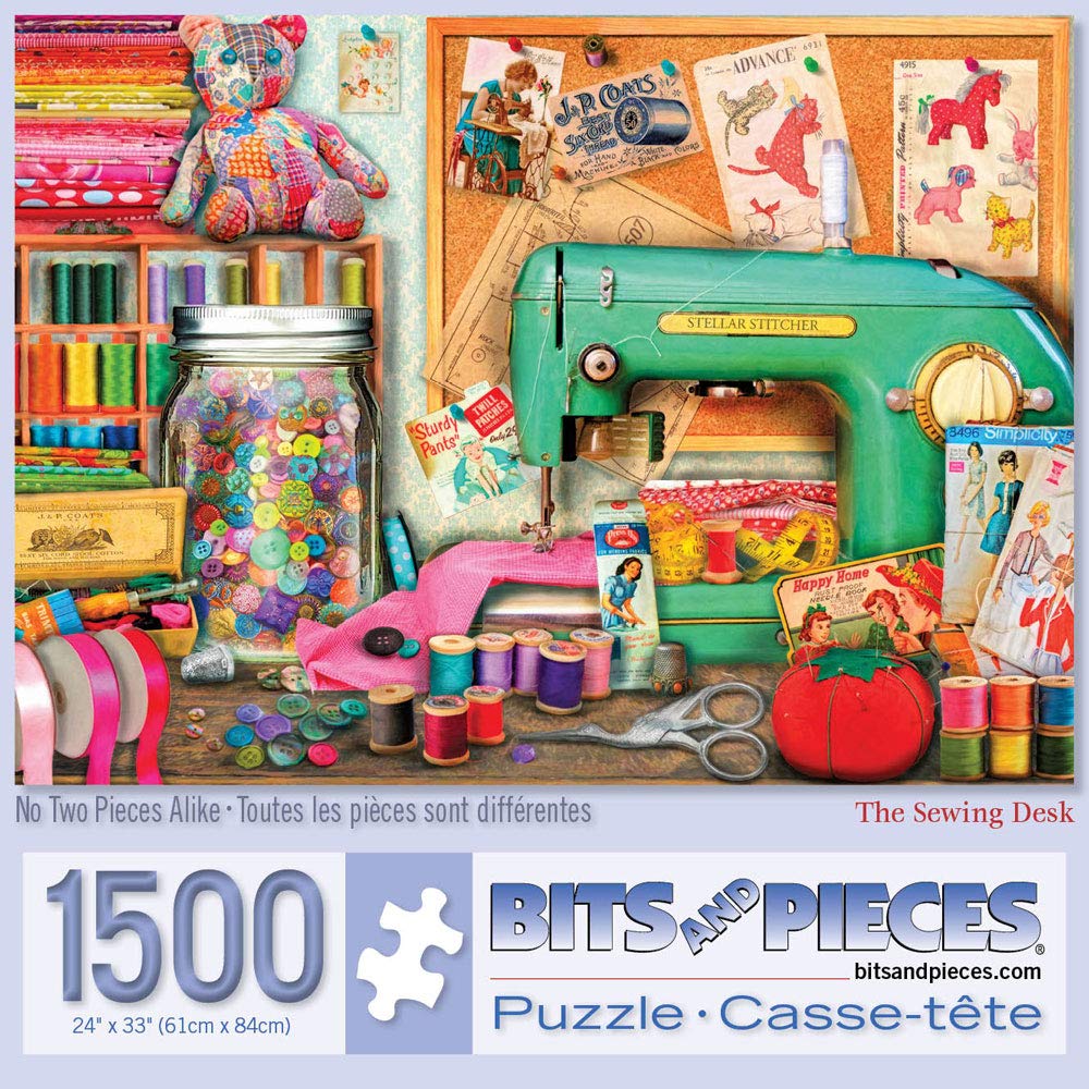Bits and Pieces – 1500 Piece Jigsaw Puzzle for Adults – Sewing Desk - Jigsaw Puzzles by Artist Aimee Stewart, Completed Puzzle Size: 24" x 33" Bits and Pieces