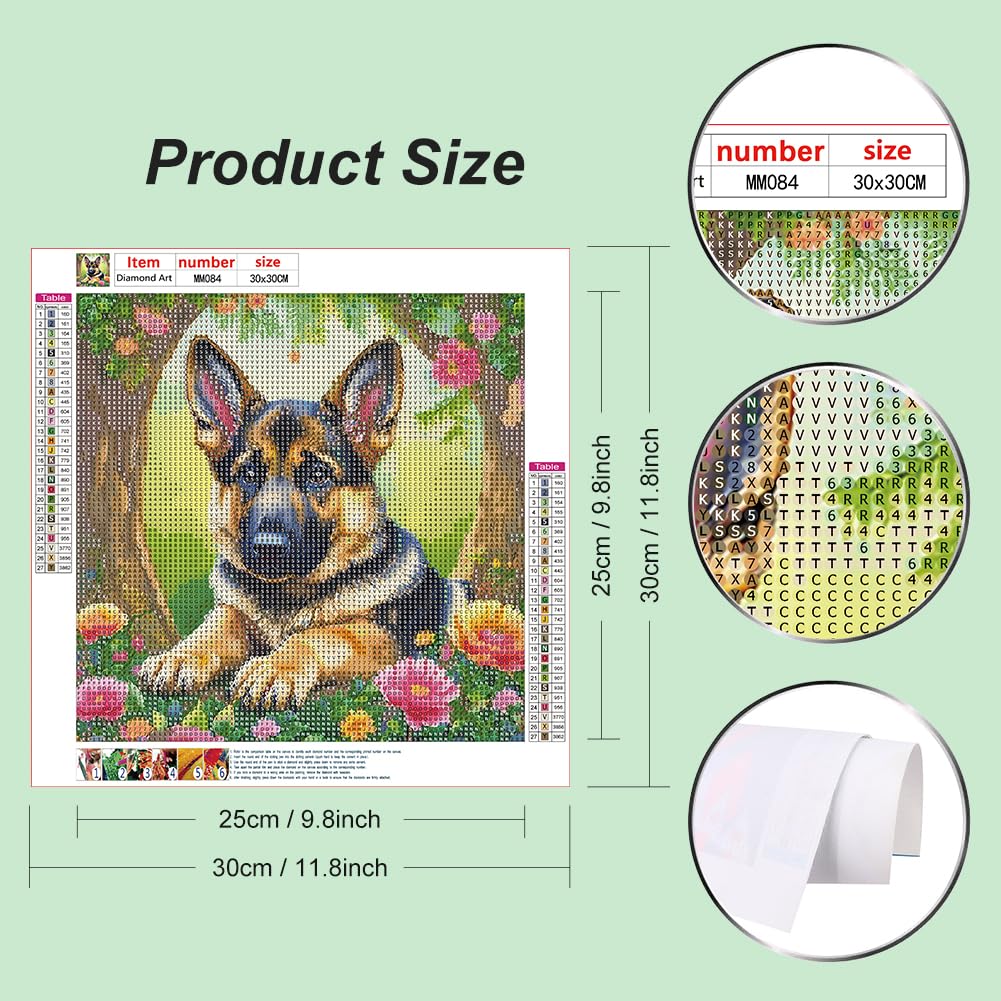 WSLWXSHM Diamond Painting Kits for Adults Dog, Animal Round Full Drill Diamond Art Kits, 5D DIY Paint with Diamonds Crafts for Home Wall Decoration Gifts 12×12Inch WSLWXSHM