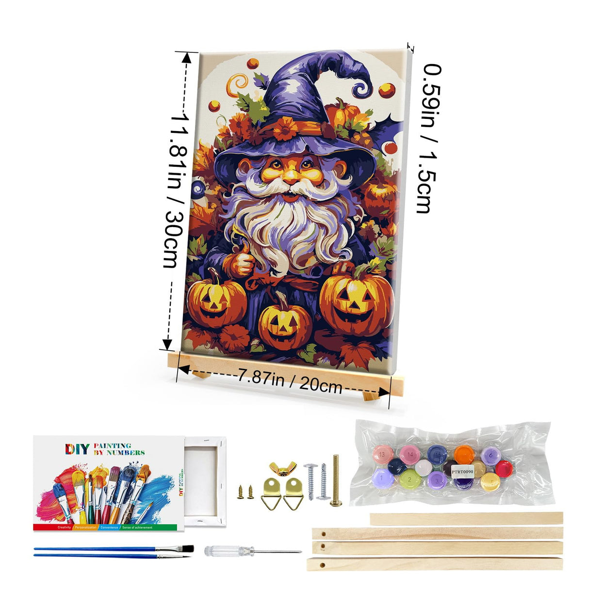 HeeBenor Halloween Paint by Numbers Kit for Adults with Frame, Pumpkin Gnome Paint by Number with Easel, DIY Halloween Gnome Adult Paint by Number Kits on Canvas Framed 8x12 Inch for Home Wall Decor HeeBenor
