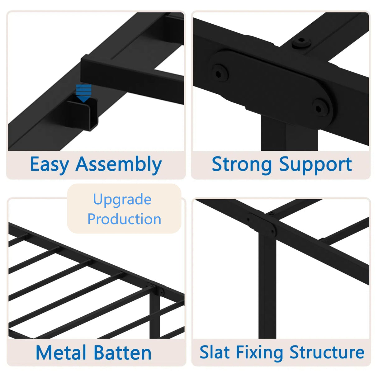 FONTOI Full Size Bed Frame, 14 Inch Metal Platform Bed with Iron-Art Headboard & Footboard, Classic Bed Frame with Heavy Duty Metal Slats Support, Under Bed Storage & No Box Spring Needed, Black FONTOI