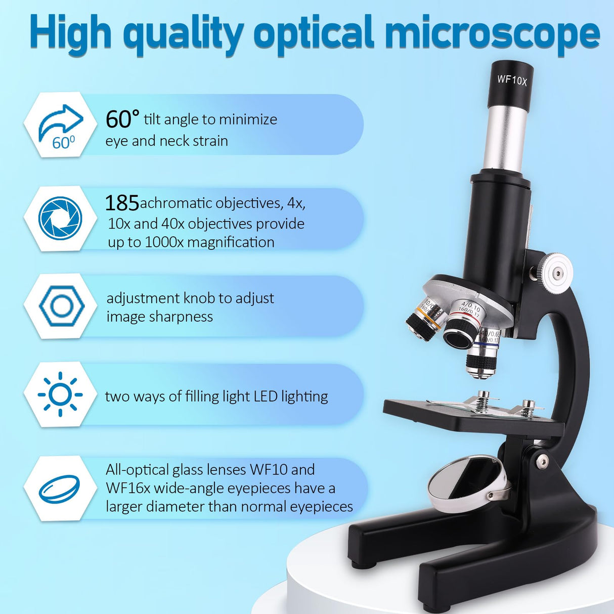 OOZSTAR Microscope for Kids 40X-2000X, Microscope for Children 8-12 Years Old with LED Fill Light, Slides and specimens Ideal for School Labs Homeschooling OOZSTAR