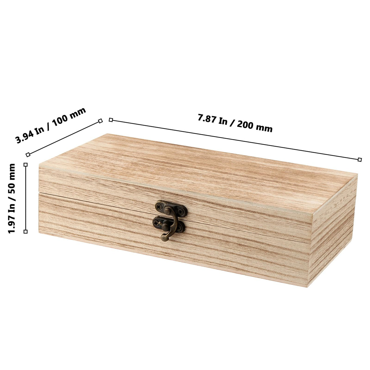 MUKLEI 12PCS Unfinished Wooden Boxes, 7.8 x 3.9 x 1.9 Inches Rectangle Wood Box with Hinged Lids, Small Storage Box for Crafts, Jewelry MUKLEI